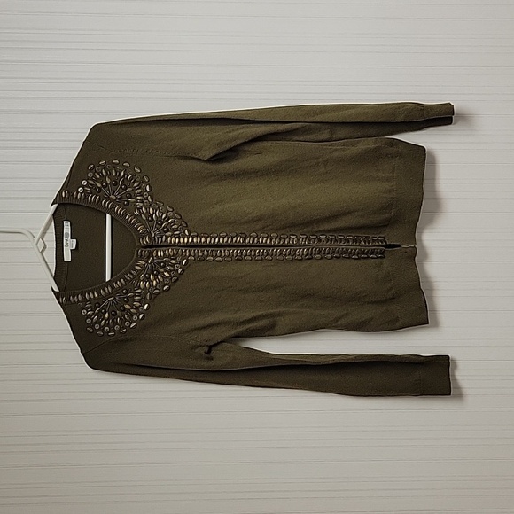 Boden moss green hook eye cardigan embellished sz 6 - Picture 1 of 6